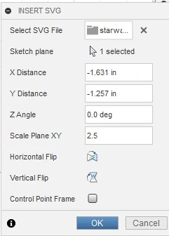 Используйте всплывающее меню для позиционирования и масштабирования файла SVG
